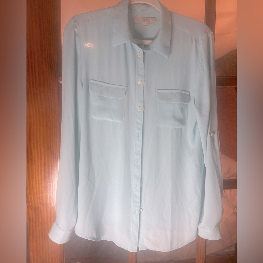 Button down blouse with adjustable sleeves